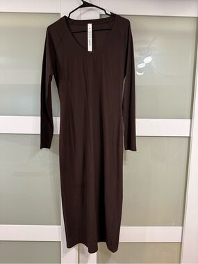 all aligned ribbed long sleeve midi dress All Aligned Long Sleeve Henley dress : r/lululemon